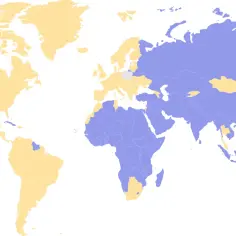 Mapa świata z zaznaczonymi krajami, do których można podróżować bez wizy z polskim paszportem.