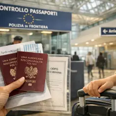 Podróż do Włoch z dzieckiem? Potrzebny paszport dla dziecka, zgoda rodzica i akt urodzenia. Kontrola paszportowa na lotnisku.