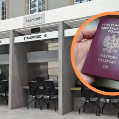 Odbierasz paszport? Pamiętaj, by mieć przy sobie dowód osobisty. W tle widać stanowiska paszportowe.