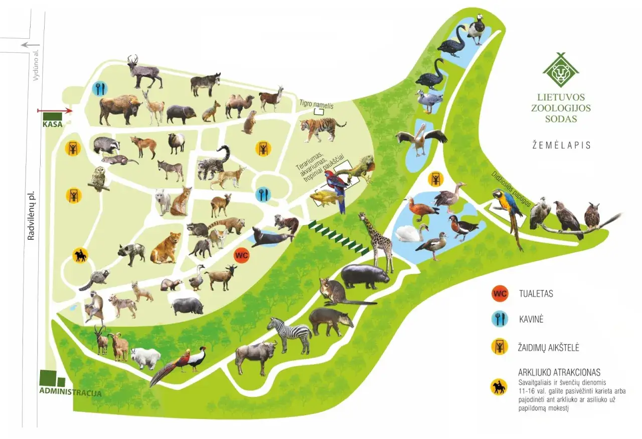 Mapa największego zoo w Europie. Zobacz zwierzęta od tygrysów po żyrafy i ptaki wodne.
